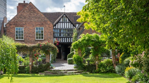 The back of Greyfriars House, viewed from the garden in summer, Worcestershire